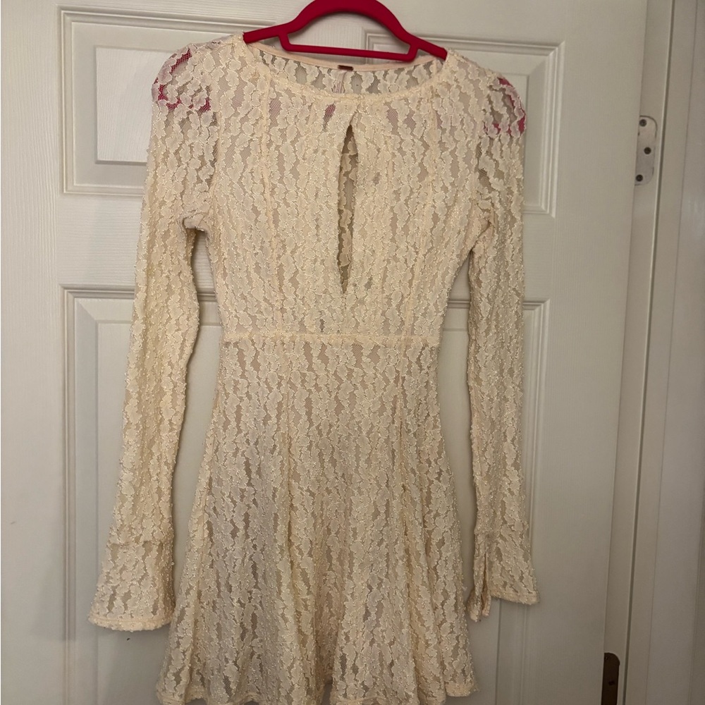 Free People Ivory Lace Long Sleeve Dress